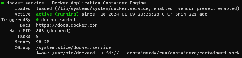 sudo systemctl status docker